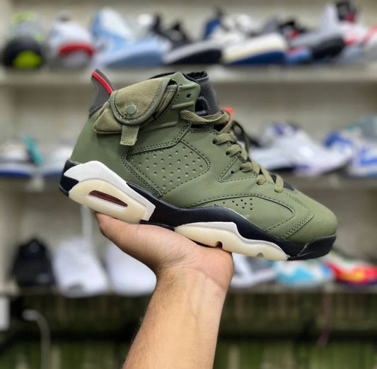 Jordan Retro 6 Olive x Travis Scott - First Copy 7A Sneakers - ShoesBox India