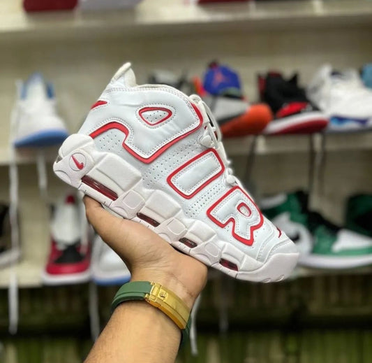 Nike Air More Uptempo '96' White Vercity Red - First Copy 7A Sneakers - ShoesBox India