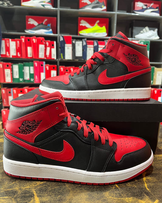 Nike Air Jordan 1 Mid Red Thunder - First Copy 7A Sneakers - ShoesBox India